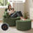  Swivel Accent Chair With Half Moon Ottoman, Round Chairs With Drawer Storage For Living Room, 360° Barrel Chair With Usb Charging Port (Teddy Fabric, Green)-43178544