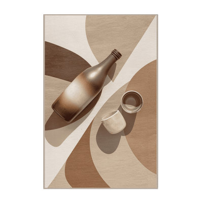 Tapis brun moelleux moelleux et doux à motif de saké Nyack
