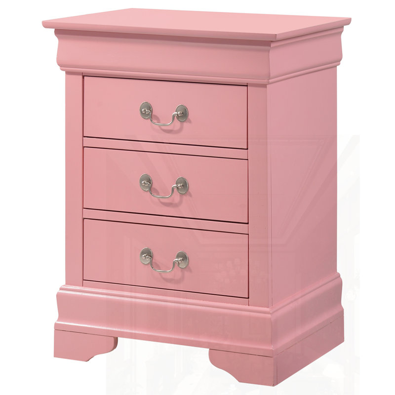 Elegant Nightstand, Pink/Silver