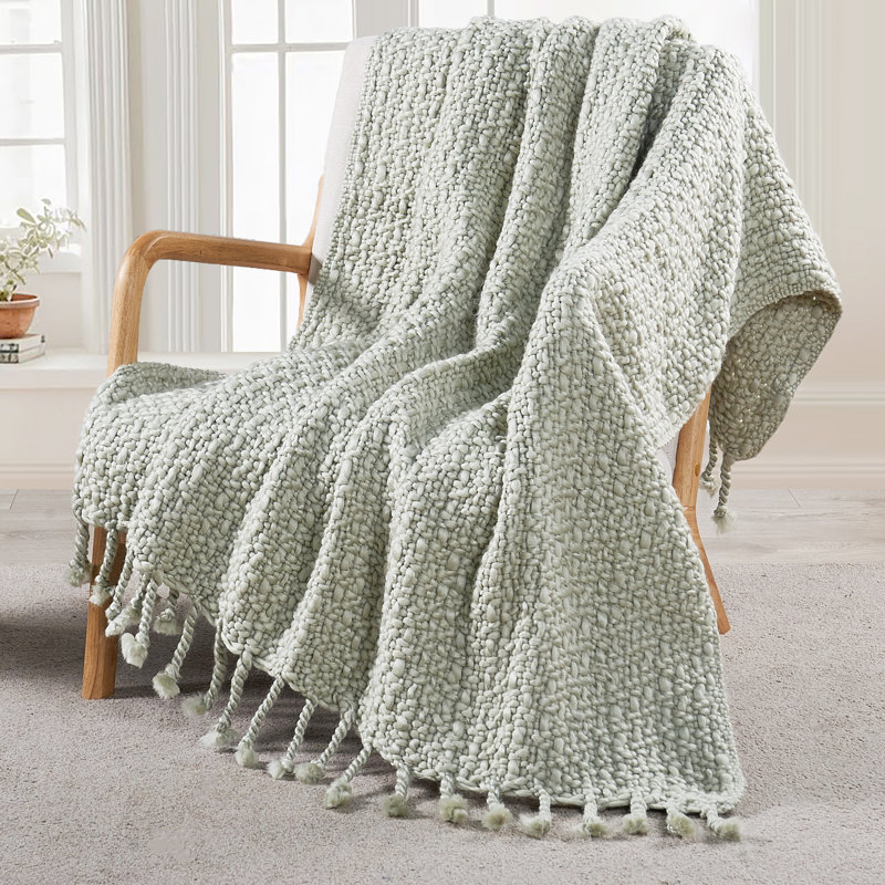 Knitted Throw Blanket, Silver