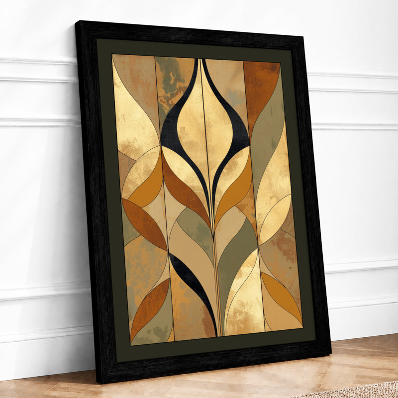 Geometric Symmetry Art Deco - Framed Print, A3 - 42.0 x 29.7 cm, Black