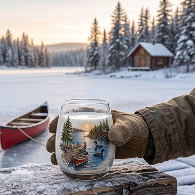 Décorations de Noël Décorations de Noël d'hiver Verre en verre Cozy Cabin Designs