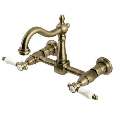 Kingston Brass Bel-Air Double-Handle 2-Hole Wall-Mount Bridge Kitchen Faucet