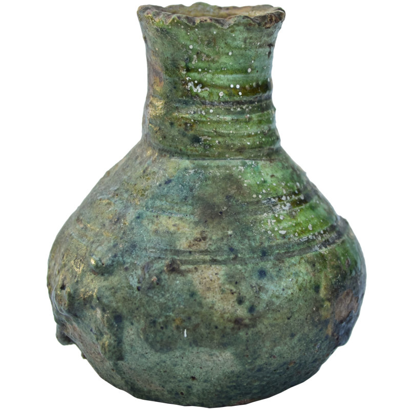 Vase en céramique émaillé vert antique fabriqué à la main