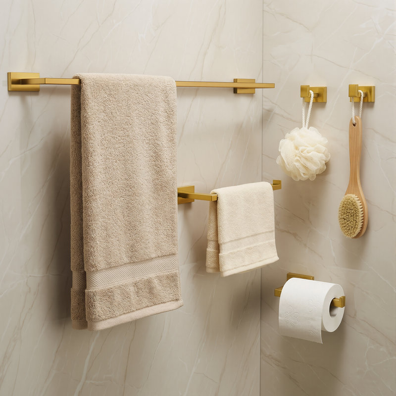 Ensemble de barre à serviettes en acier inoxydable 5 pièces Gold, Or brossé