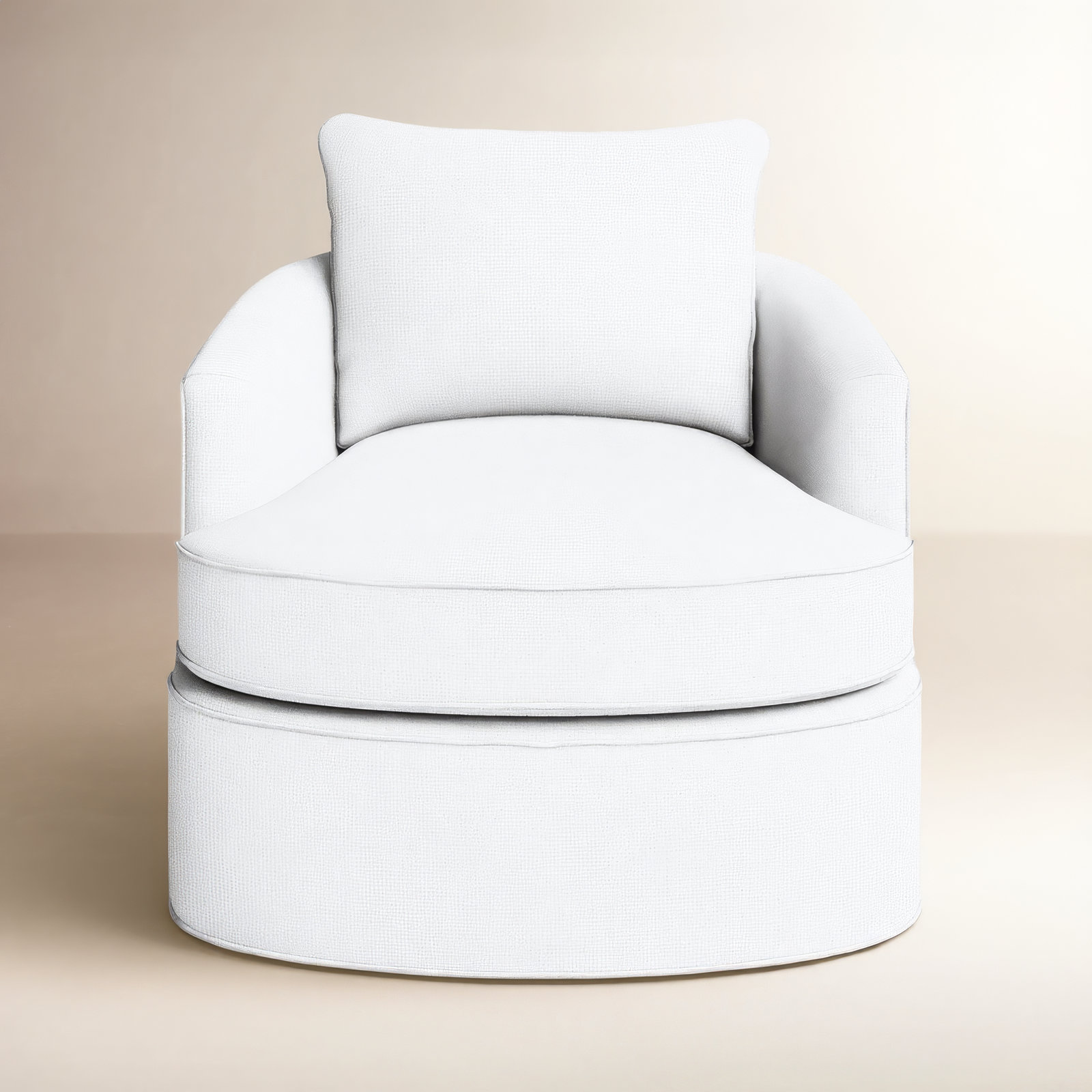 Mills Upholstered Swivel Barrel Chair, Ida White