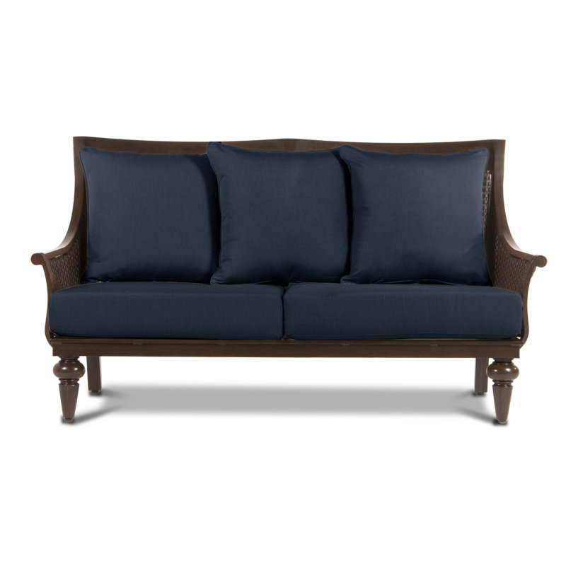 Somerby 74'' Wide Powder Coated Aluminum Patio Sofa with Cushions, Canvas Teak
