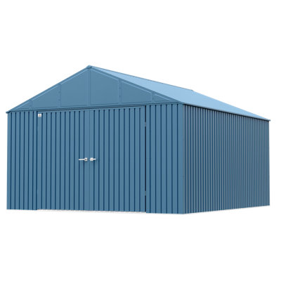 Elite Steel Storage Shed, 12X14, Blue Grey