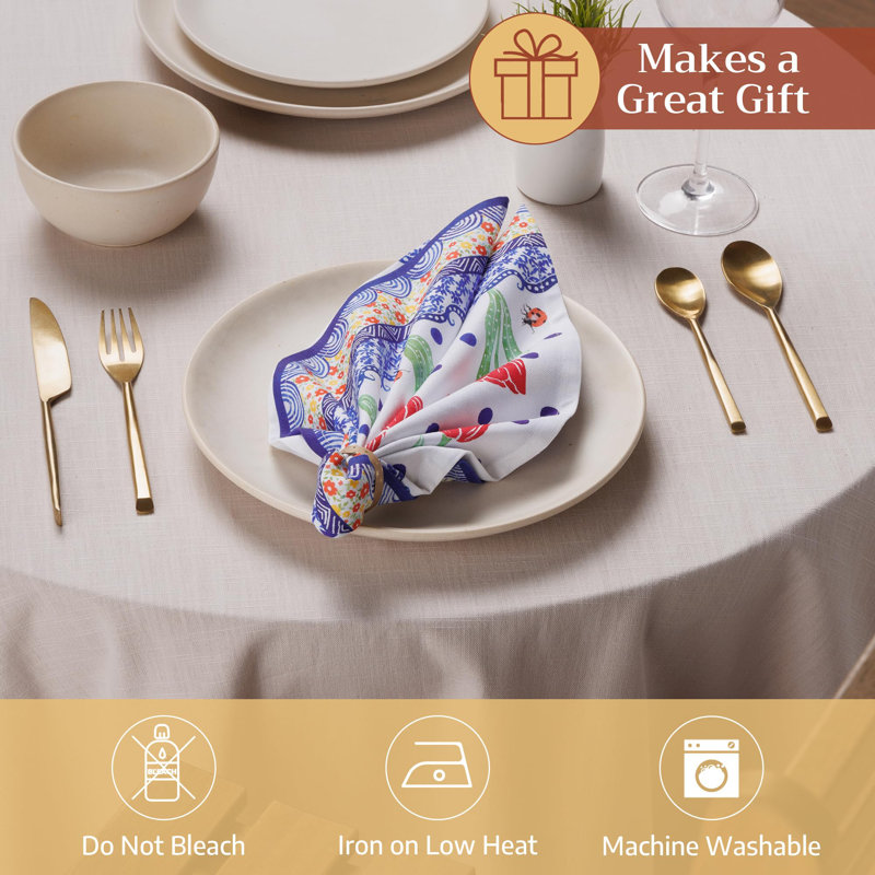 Serviette de table maison d'Hermine Folky Floral 100 % coton - 45,7 cm x 45,7 cm