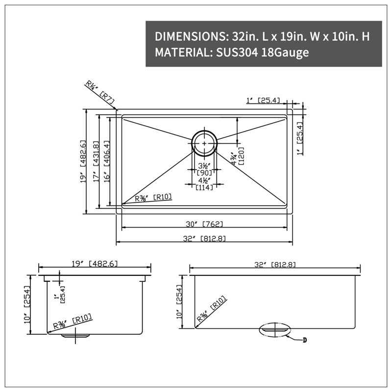 Évier de cuisine encastrable avec accessoires L 32 po x l 19 po Workstation