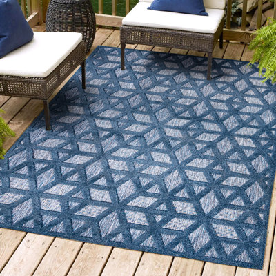Tapis intérieur / extérieur bleu marine Arionna