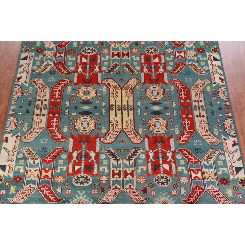 All-Over Geometric Kazak Oriental Area Rug