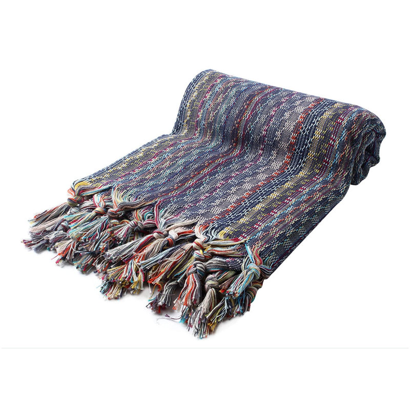 Luxullian Turkish Cotton Bohemian Bath Towel, Dark Blue