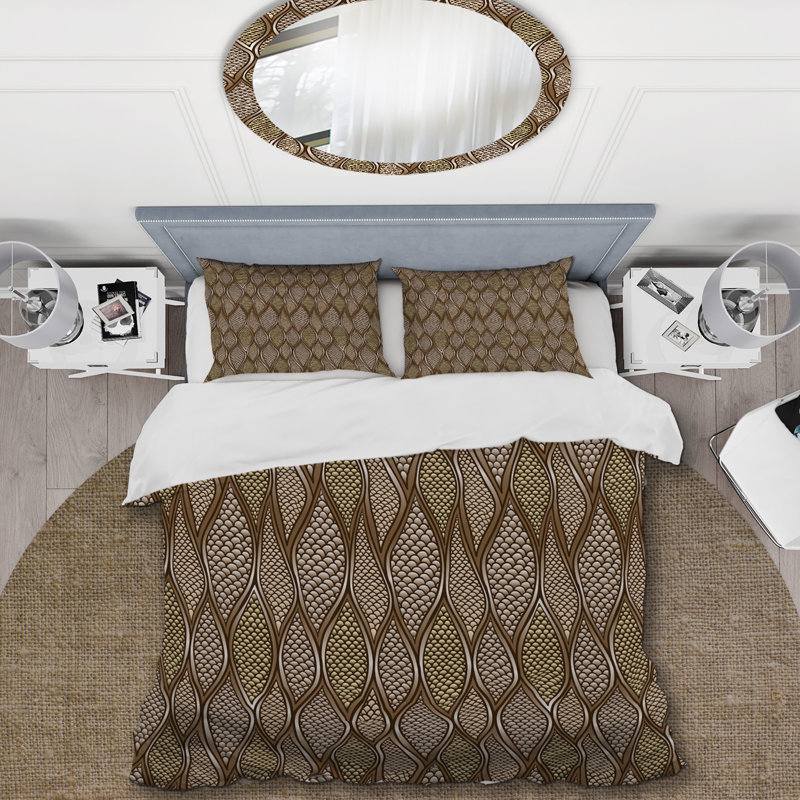 Ensemble de housse de couette en microfibre brun / blanc 3 pièces, Housse de couette simple + 1 taie décorative stan