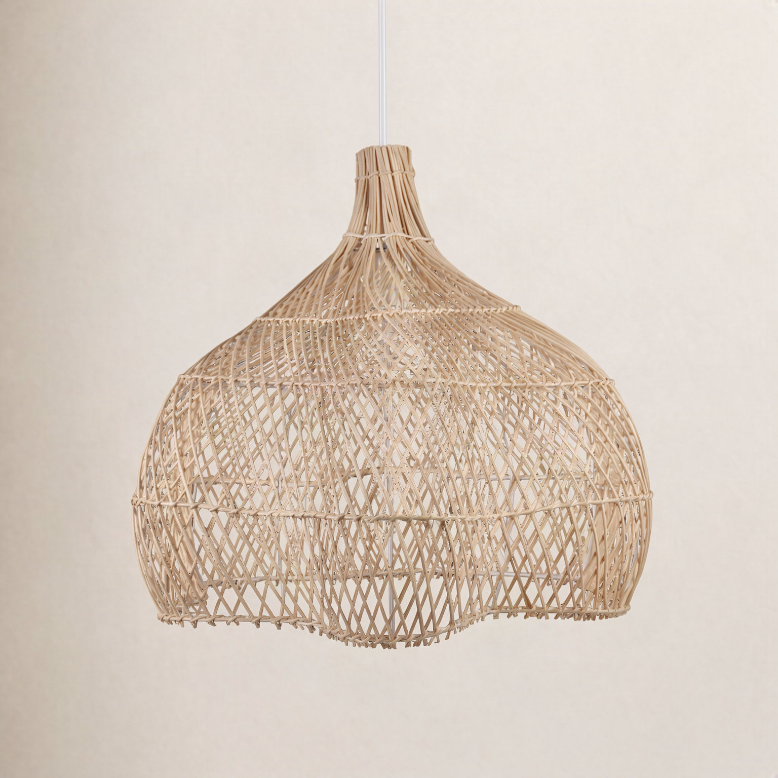 Single Light Rattan Wrought Iron Dimmable Pendant, 21.65" H x 23.62" W x 23.62" D