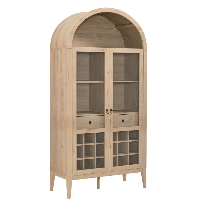 Nolan Arched Bar Cabinet, Light Oak