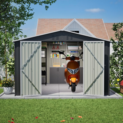 Grande remise extérieure en métal 10 x 10 pi - Cadre robuste et portes doubles verrouillables