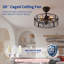 Ventilateur de plafond encastré de 20 po avec lumière, style sans pales avec télécommande, luminaire d'intérieur moderne noir campagnard et nickel brossé
