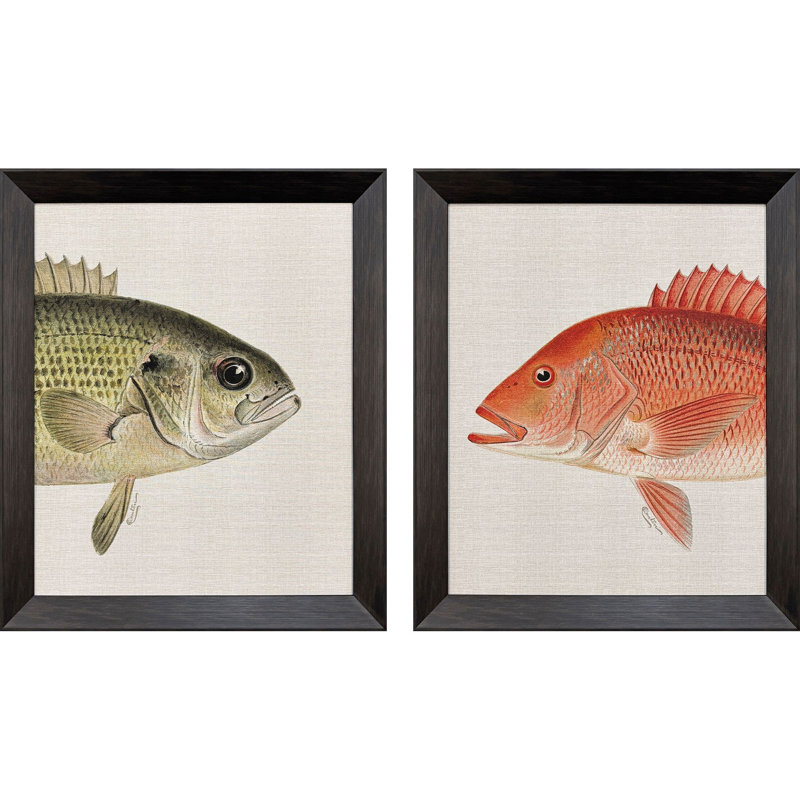 Green/Red Fish Framed Art