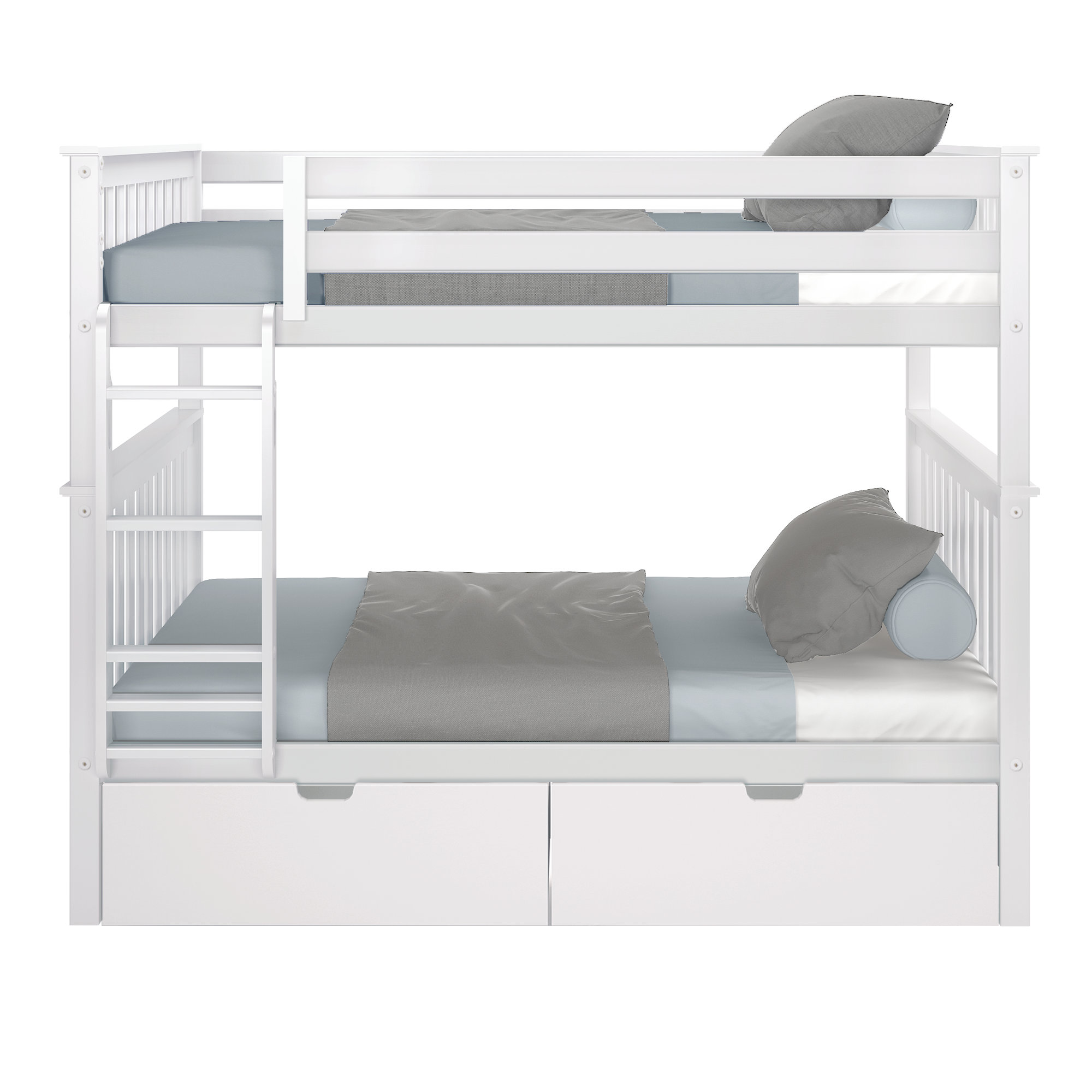 Bolles Kids Bunk Bed with Drawers, Full over Full, White