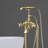 39-3/4 In. Double-Handle Freestanding Floor Mounted Bathtub Filler Faucets With Hand Held Shower Head In-111704733