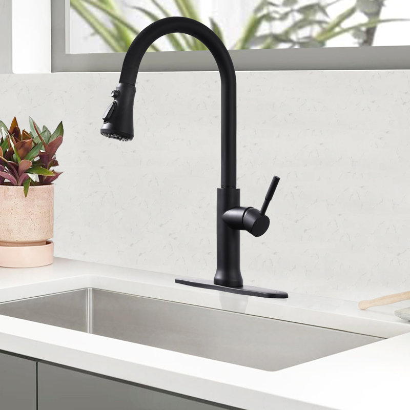 GAWEZA Pull Down Kitchen Faucet, Black
