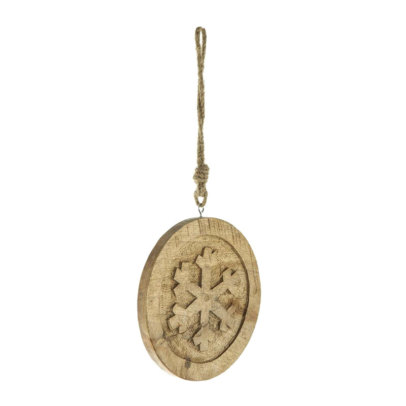 Ensemble de 12 cercles suspendus en bois 6 "x 6" avec coupe de flocon de neige, décorations d'arbre de Noël suspendues pour des décorations de fêtes