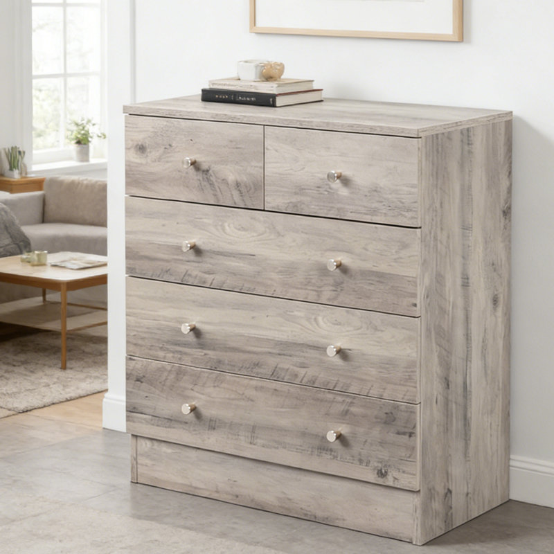 Commode haute 5 tiroirs Rustic Gray
