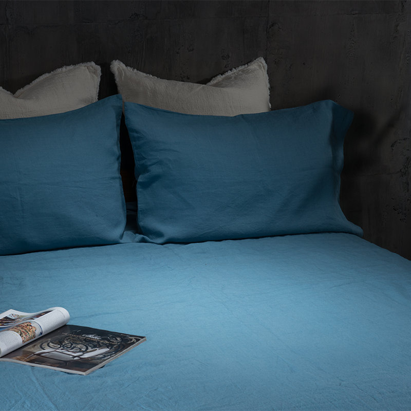 Housse de couette simple réversible, Housse de couette pour très grand lit, Bleu Aruba