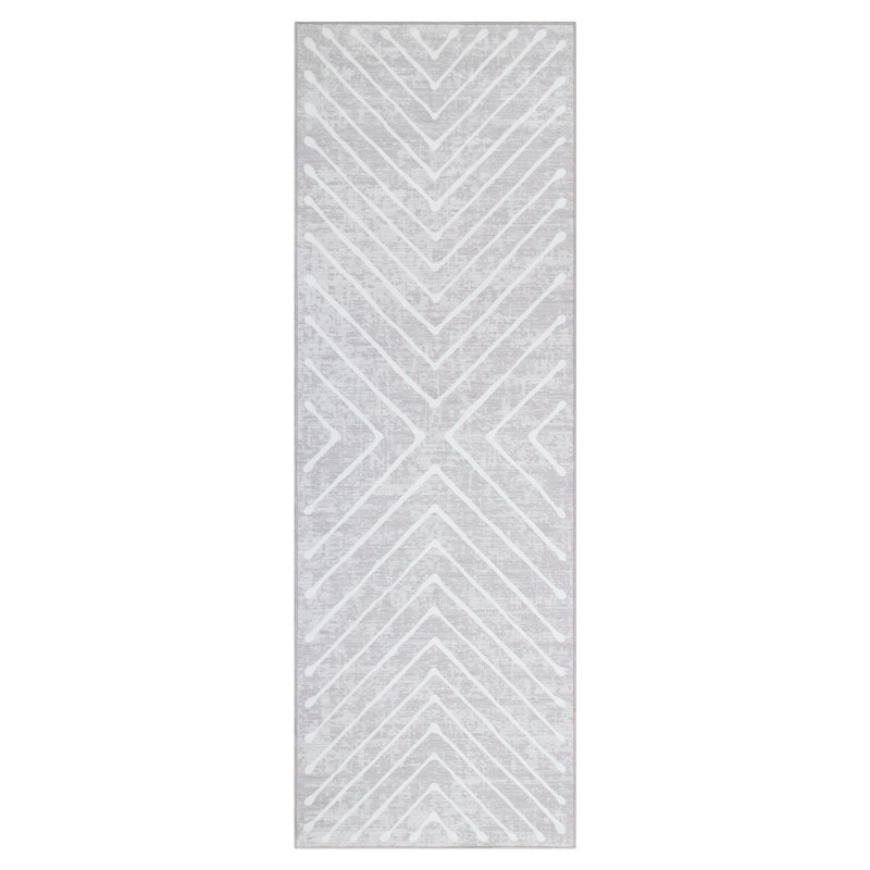 9'x12' Extra Large Geometric Area Rug, Non-Slip, Stain Resistant, Low Pile Modern Carpet for Living Room & Open Spaces, Light Gray