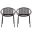 Chaises de salle à manger de patio empilables avec design respirant de style moderne et simple (ensemble de 2), pieds en métal + dossier en plastique, noir-1216730562