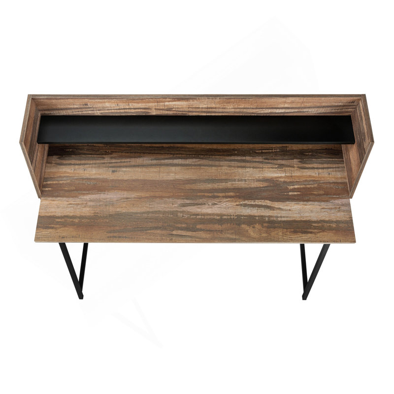 Bureau d'ordinateur, bureau personnel, ordinateur portable, tablettes de rangement, L 48 po, travail, stratifié brun, métal noir, contemporain, moderne