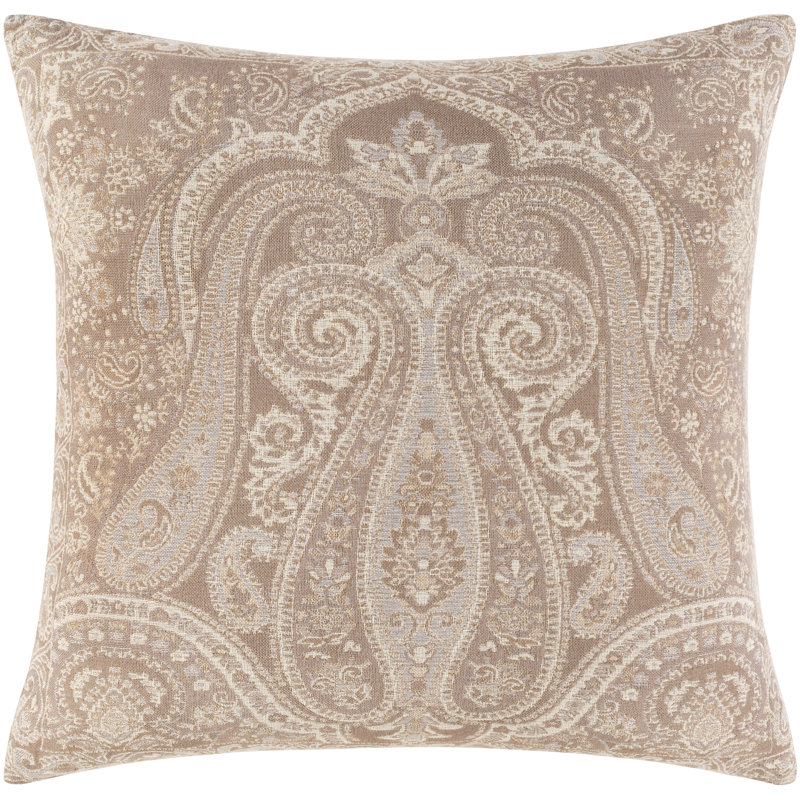  Damask Square Pillow Cover, Camel/Khaki