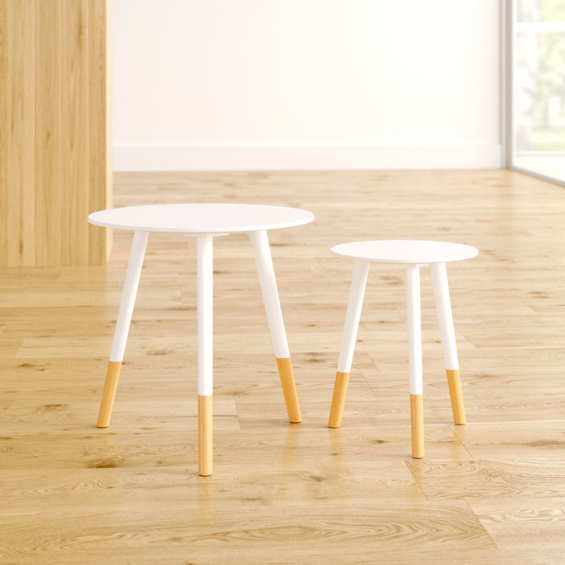 Combs Solid Wood Nesting Tables, White