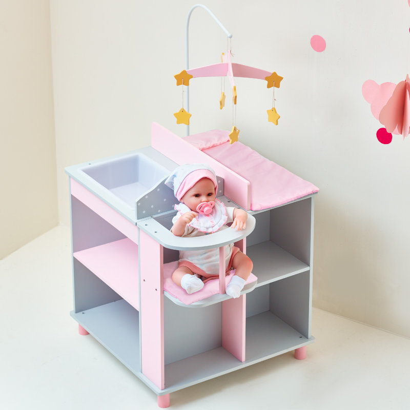 Olivia Little World Polka Dots Princess Baby Doll Changing Station, Gray