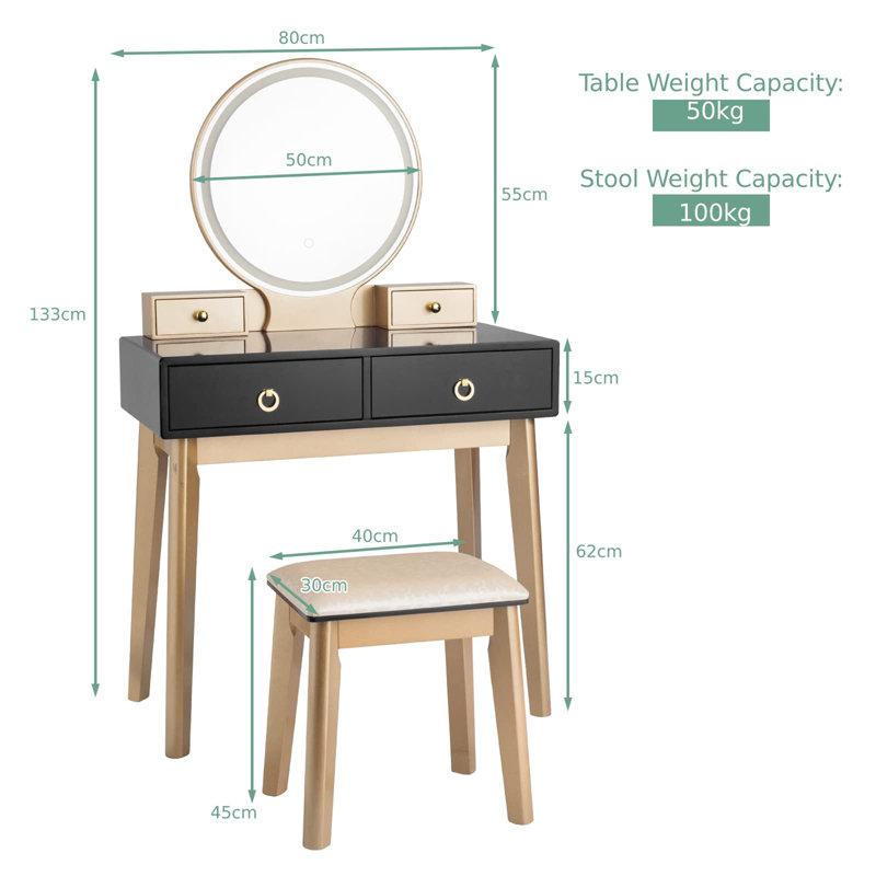 Subra Dressing Table with Mirror