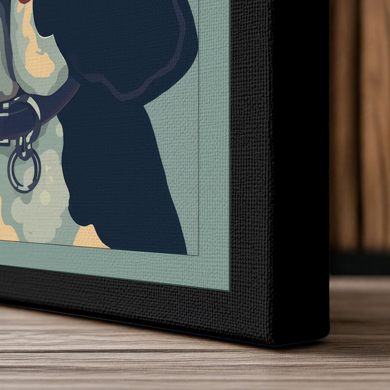 Dignified Basset Hound Modern - Wrapped Canvas, 18x12 - 45.7 x 30.5 cm, Black Border
