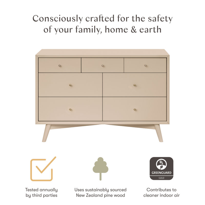 Palma 7-Drawer Assembled Double Dresser, Taupe
