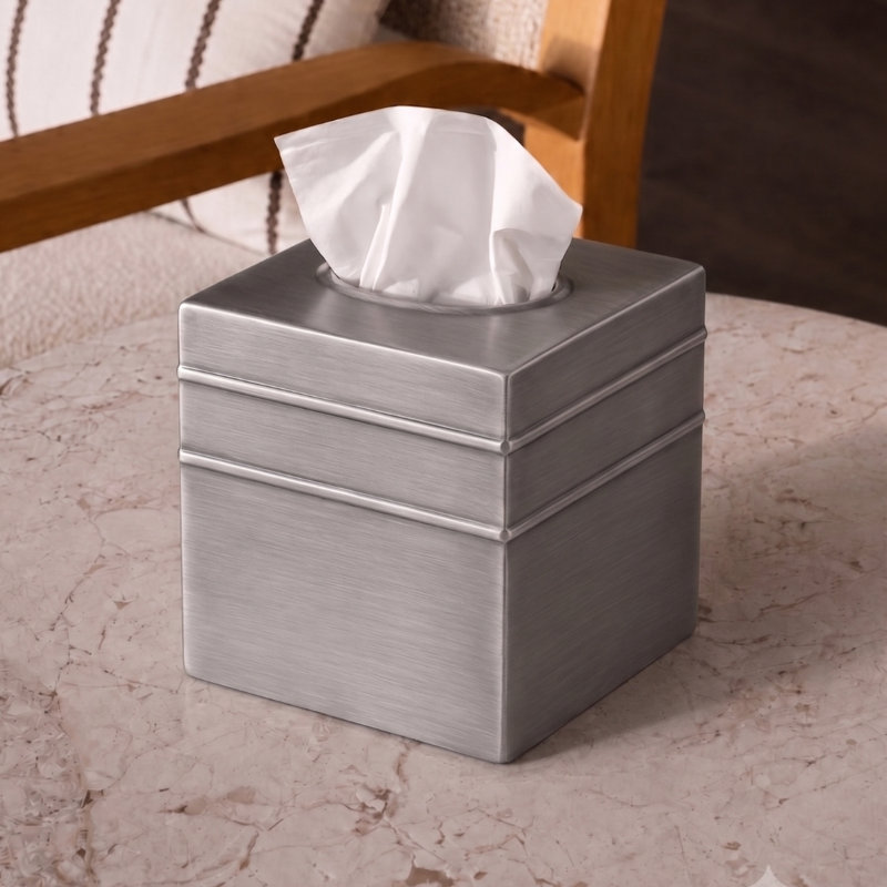 Couvercle de boîte à mouchoirs Border, Pewter