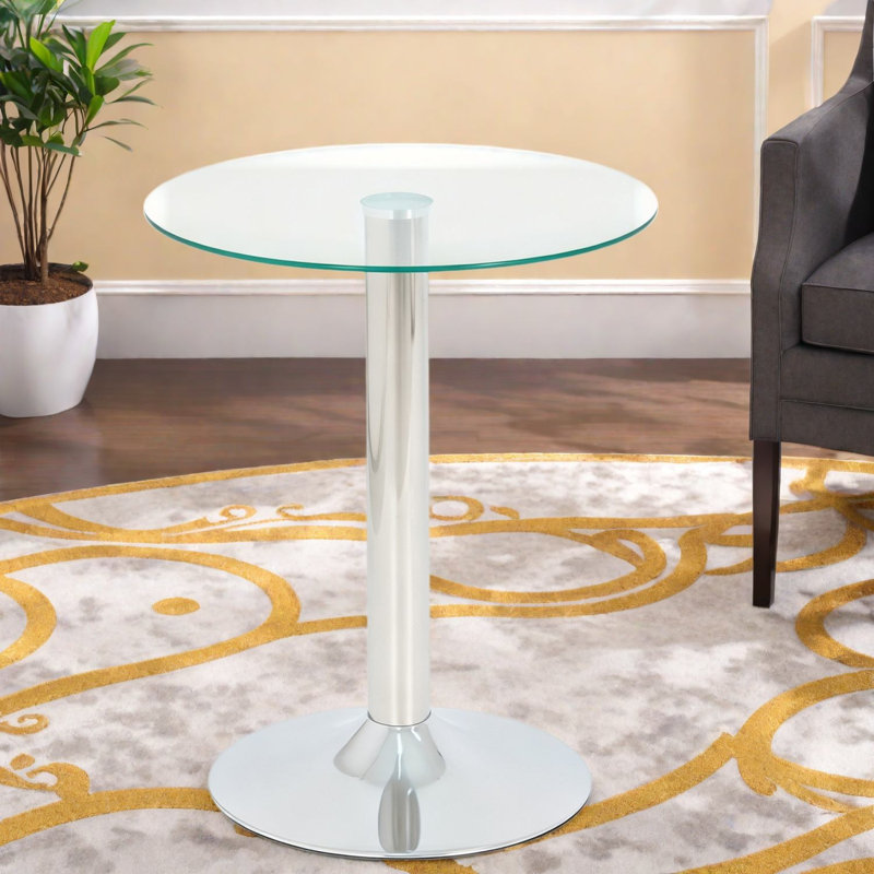 Tables d'appoint modernes, table d'appoint ronde en métal 19,68 po pour la maison, Argent * transparent