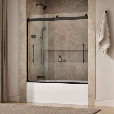 Levity Plus Less Sliding Bath Door, 61-9/16 In. H X 56-5/8 - 59-5/8 In. W, With 5/16 In.-Thick Crystal Clear Glass