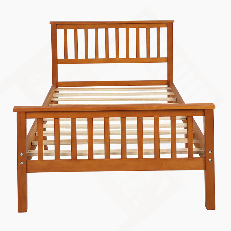 Lit plateforme en bois avec tête et pied de lit, Chêne