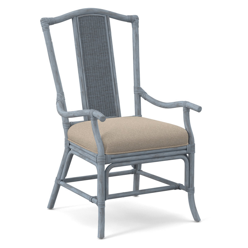 Drury Lane Slat Back Dining Arm Chair, Sea Glass, Eggshell Crypton Performance; 0884-93