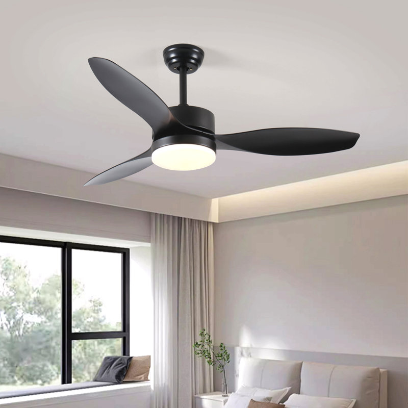 Ventilateur de plafond 52 po intérieur / extérieur avec ensemble d'éclairage DEL - noir
