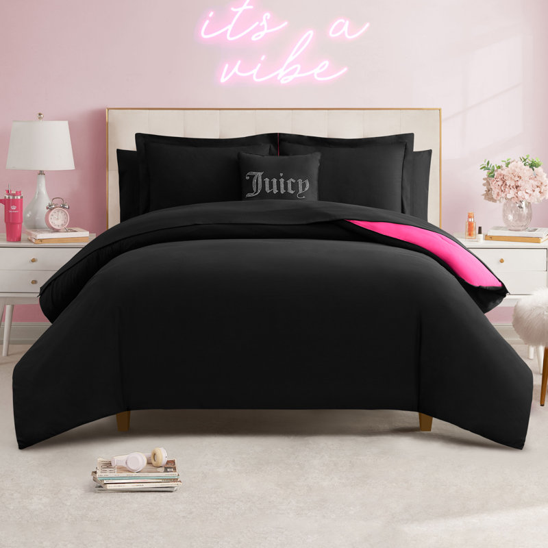 Juicy Couture Alexis Reversible Comforter Set Bed in a Bag, Twin Comforter + 5 Additional Pieces Included