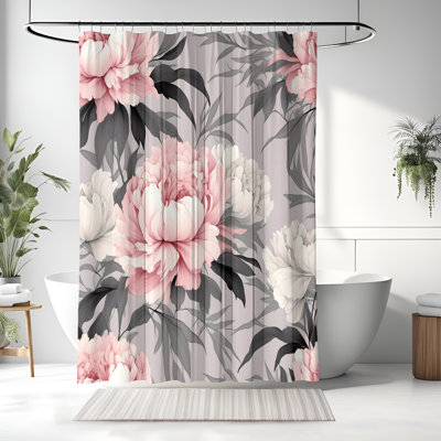 Rideau de douche avec tapis de bain
