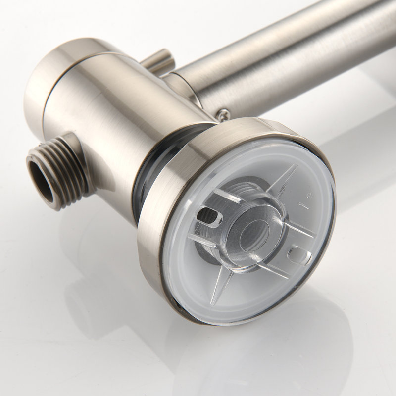 Douche avec perceuse - Barre coulissante en acier inoxydable et tête double à 7 réglages, nickel brossé, soupape de corrosion 26 "sans bec à 7 griffes