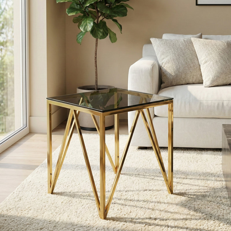 Briant Glass Top Frame End Table