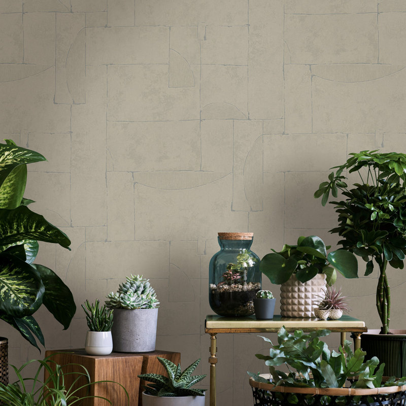 Terra Collection Graphic Abstract Stone Wallpapr Roll, Gray