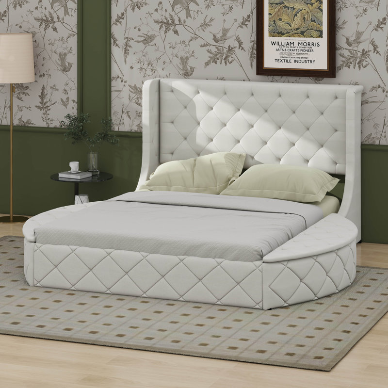 Grand lit de rangement tapissier Arenberg, Beige